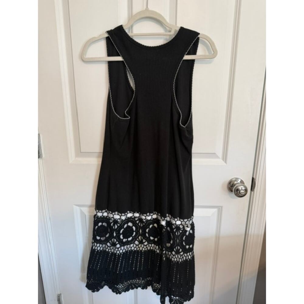 Moda International Black Ribbed Racerback Ribbon Dress Large - Picture 2 of 2